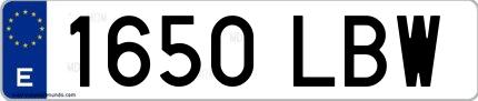 Ejemplo de matrícula española 1650 LBW