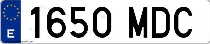 Ejemplo de matrícula española 1650 MDC