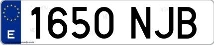 Ejemplo de matrícula española 1650 NJB