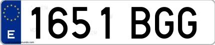 Ejemplo de matrícula española 1651 BGG