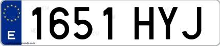 Ejemplo de matrícula de coche ordinaria 1651 HYJ