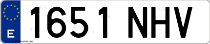 Ejemplo de matrícula de coche ordinaria 1651 NHV