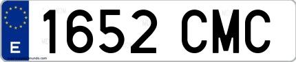 Ejemplo de matrícula española 1652 CMC