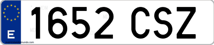 Ejemplo de matrícula de coche ordinaria 1652 CSZ