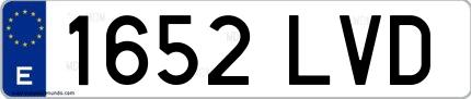Ejemplo de matrícula española 1652 LVD