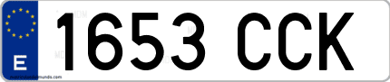 Ejemplo de matrícula de coche ordinaria 1653 CCK