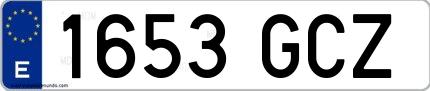 Ejemplo de matrícula española 1653 GCZ
