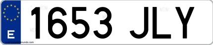 Ejemplo de matrícula española 1653 JLY