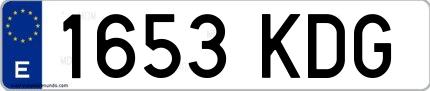 Ejemplo de matrícula española 1653 KDG