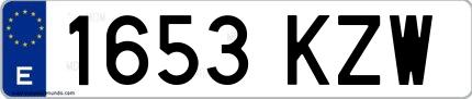 Ejemplo de matrícula española 1653 KZW