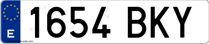 Ejemplo de matrícula de coche ordinaria 1654 BKY