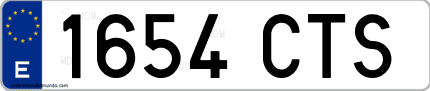 Ejemplo de matrícula de coche ordinaria 1654 CTS