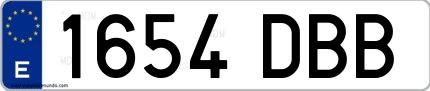 Ejemplo de matrícula española 1654 DBB