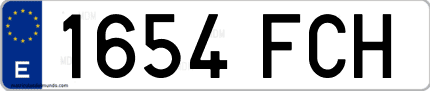 Ejemplo de matrícula de coche ordinaria 1654 FCH