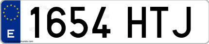 Ejemplo de matrícula de coche ordinaria 1654 HTJ
