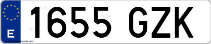 Ejemplo de matrícula de coche ordinaria 1655 GZK