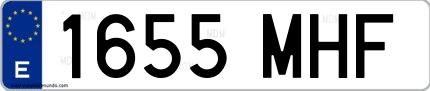 Ejemplo de matrícula española 1655 MHF