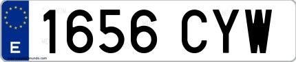 Ejemplo de matrícula española 1656 CYW