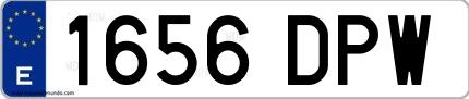 Ejemplo de matrícula española 1656 DPW