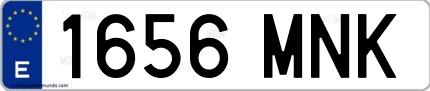 Ejemplo de matrícula española 1656 MNK