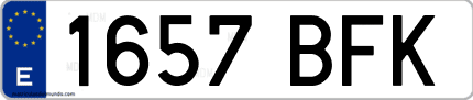Ejemplo de matrícula de coche ordinaria 1657 BFK