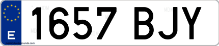 Ejemplo de matrícula de coche ordinaria 1657 BJY