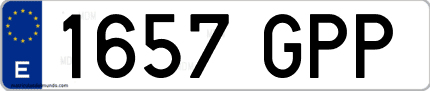 Ejemplo de matrícula de coche ordinaria 1657 GPP
