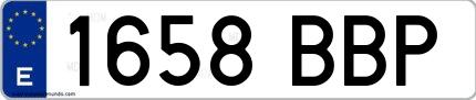 Ejemplo de matrícula española 1658 BBP