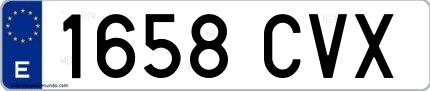 Ejemplo de matrícula española 1658 CVX