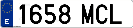 Ejemplo de matrícula de coche ordinaria 1658 MCL