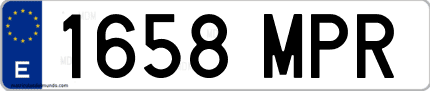 Ejemplo de matrícula de coche ordinaria 1658 MPR