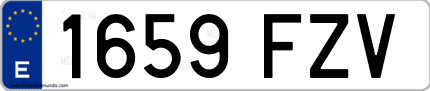 Ejemplo de matrícula de coche ordinaria 1659 FZV