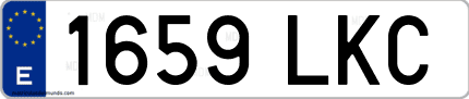 Ejemplo de matrícula de coche ordinaria 1659 LKC