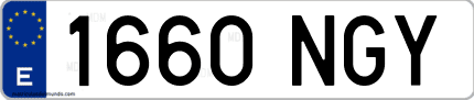 Ejemplo de matrícula de coche ordinaria 1660 NGY