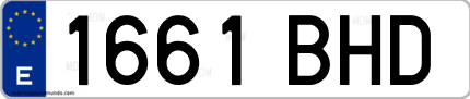 Ejemplo de matrícula de coche ordinaria 1661 BHD