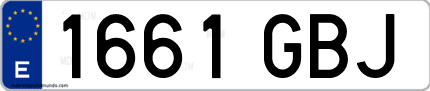 Ejemplo de matrícula de coche ordinaria 1661 GBJ