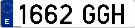 Ejemplo de matrícula de coche ordinaria 1662 GGH