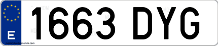 Ejemplo de matrícula de coche ordinaria 1663 DYG