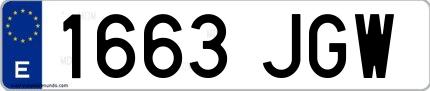 Ejemplo de matrícula española 1663 JGW