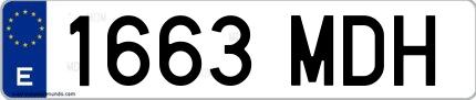Ejemplo de matrícula española 1663 MDH