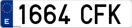 Ejemplo de matrícula de coche ordinaria 1664 CFK