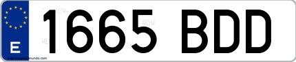Ejemplo de matrícula de coche ordinaria 1665 BDD