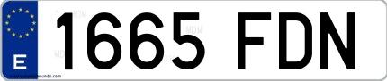 Ejemplo de matrícula española 1665 FDN