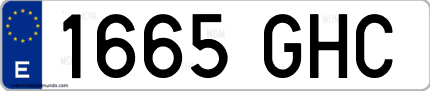 Ejemplo de matrícula de coche ordinaria 1665 GHC