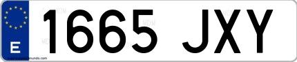 Ejemplo de matrícula de coche ordinaria 1665 JXY