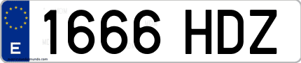 Ejemplo de matrícula de coche ordinaria 1666 HDZ
