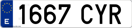 Ejemplo de matrícula de coche ordinaria 1667 CYR
