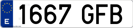 Ejemplo de matrícula de coche ordinaria 1667 GFB