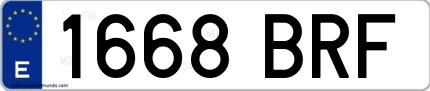 Ejemplo de matrícula española 1668 BRF