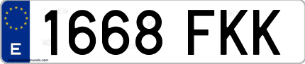 Ejemplo de matrícula de coche ordinaria 1668 FKK